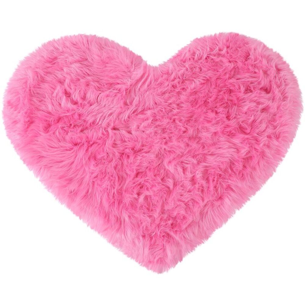 Heart Shaped Faux Fur Throw Rug Bedroom Fluffy Floor Mat Rose Red 2.3ftx3ft